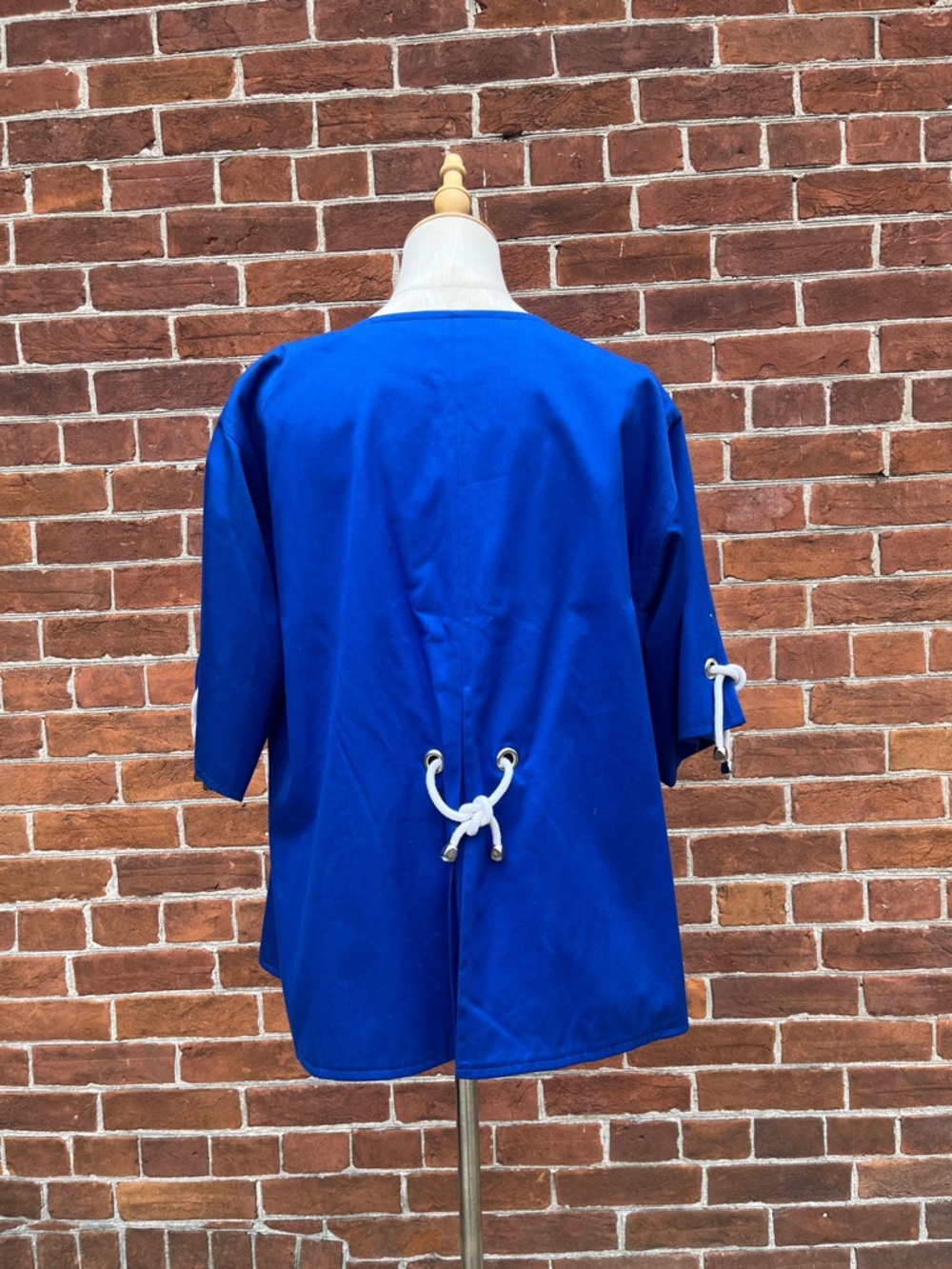 Vintage '80s Courreges Paris Nautical Royal Blue Double-Breasted Sailor Jacket - Picture 3 of 5